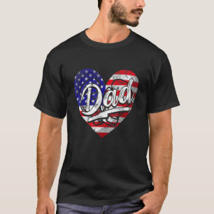 Mens Men Patriotic American Flag Heart Boxing Dad T-Shirt