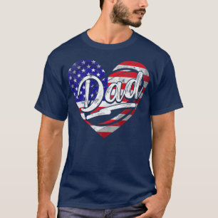 Mens Men Patriotic American Flag Heart Rugby Dad F T-Shirt