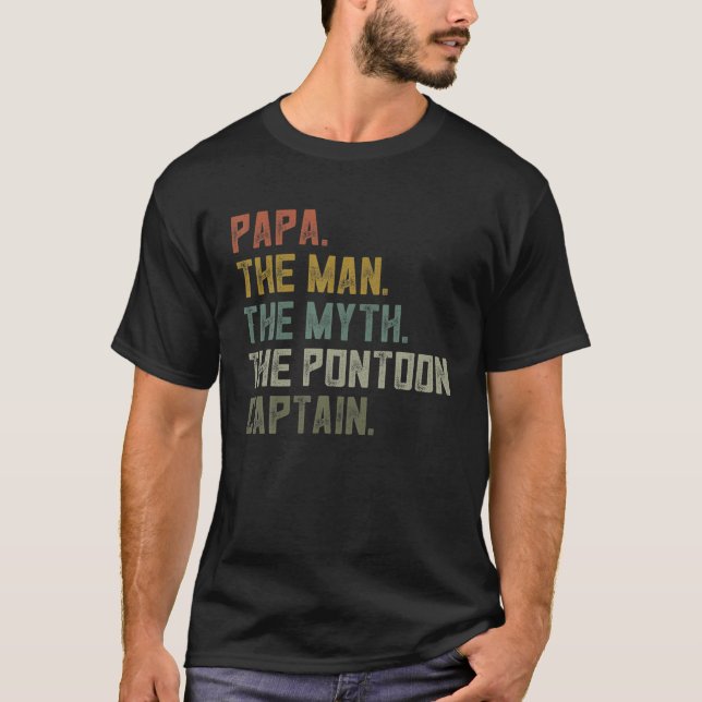 Mens Men Sailing Boat Papa Pontoon Captain Apparel T-Shirt (Front)