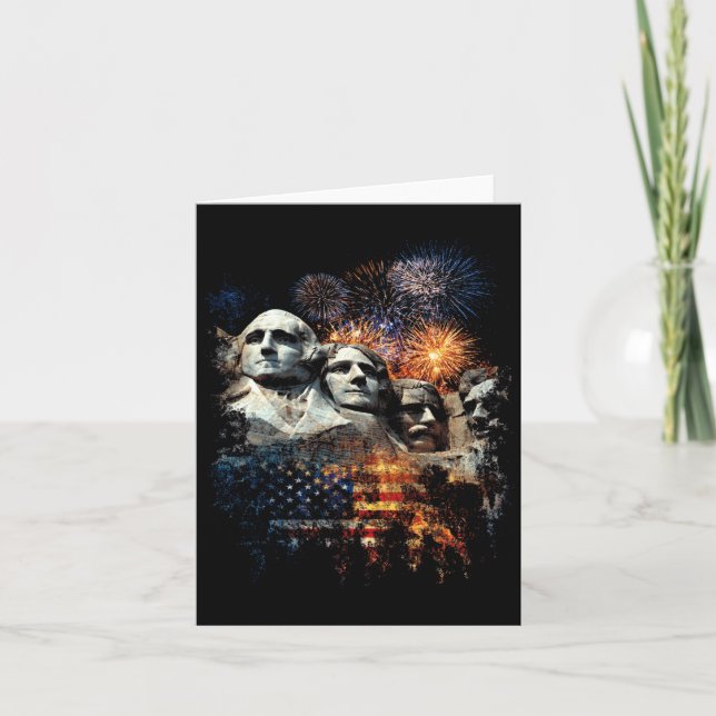 Mens Mens 4th Of July Fireworks Mount Rushmore Card (Front)
