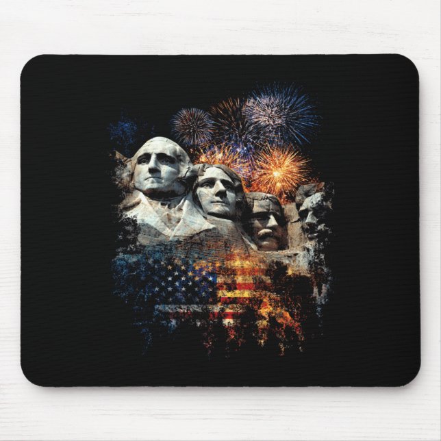 Mens Mens 4th Of July Fireworks Mount Rushmore Mouse Pad (Front)