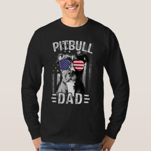 Mens Mens Best Pitbull Dad Ever Dog  Usa Flag 4th  T-Shirt