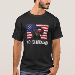 Mens Mens Dachshund Dad Us Flag 4th Of July Patrio T-Shirt