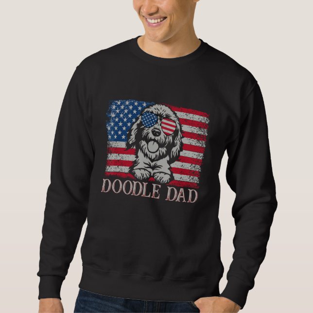 Mens Mens Doodle Dad Goldendoodle Dog American Fla Sweatshirt (Front)