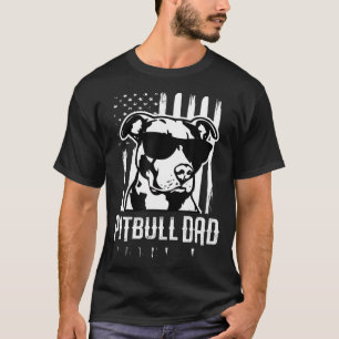 Mens Mens Pitbull Dad American Flag Pit Bull Dog B T-Shirt
