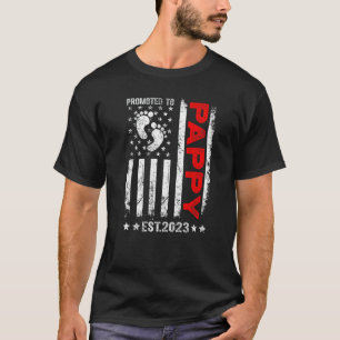 Mens Mens Promoted To Pappy 2023 American Flag Fat T-Shirt