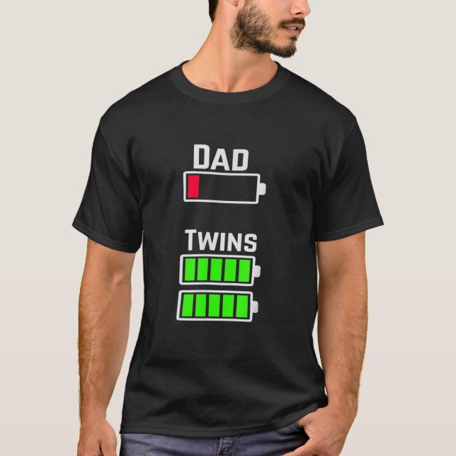 Mens Mens Tired Twin Dad Low Battery Charge Full B T-Shirt (Front)