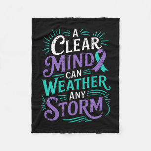 Mens mental health awareness ribbon prevent fleece blanket