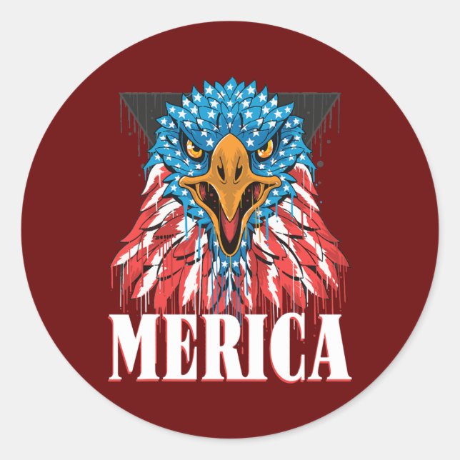 Mens Merica Eagle Mullet American Flag USA Men Classic Round Sticker (Front)