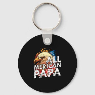 Mens merican papa 4th of july day eagle usa flag key ring