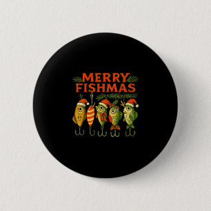 Mens merry fishmas funny vintage fishing christmas 6 cm round badge