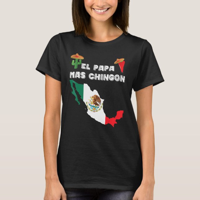 Mens Mexican Flag Cactus Sombrero Jalapeno El Papa T-Shirt (Front)