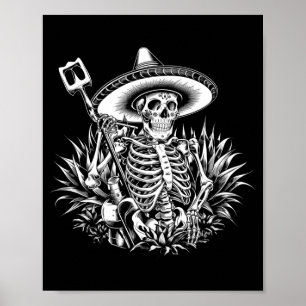 Mens Mexico Vintage Skeleton Dia De Los Muertos Poster