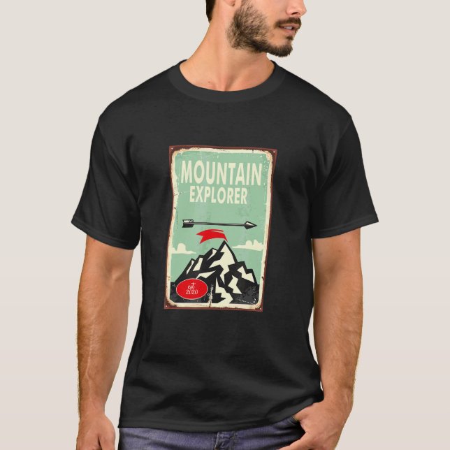 Mens Minimalist Adventure Is Calling Explorer Moun T-Shirt (Front)