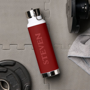 Mens Modern Burgundy Personalized Gym Water Bottle