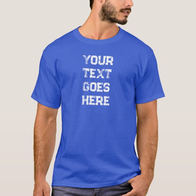 Mens Modern Distressed Text Template Royal Blue T-Shirt (Front)
