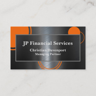 Men's Modern Metallic Silver Orange Abstract Business Card
