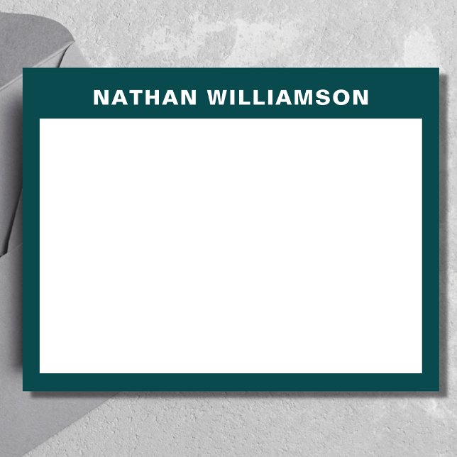 Men's Modern Minimal Dark Teal Blue Personalised  Card (Creator Uploaded)