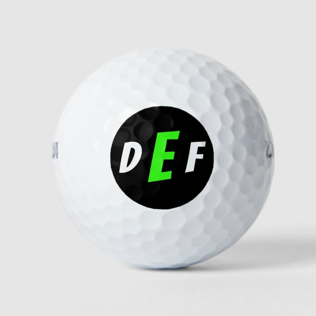 Men's Modern Monogram Initials Green Golf Balls (Front)