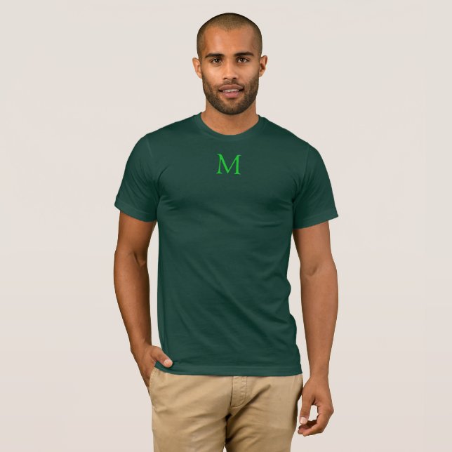Mens Modern Monogram T Shirt Elegant Forest Green (Front Full)