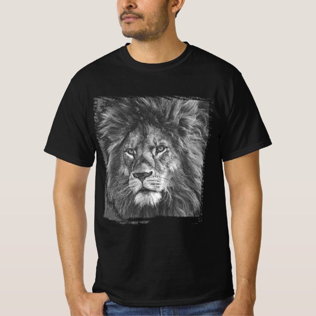 Men's Modern T-Shirts Template Pop Art Lion Face (Front)