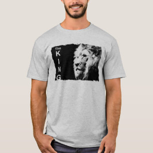 Mens Modern Tee Shirts Pop Art Lion Face Grey