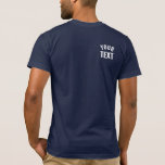 Mens Modern Template Navy Blue Back Print T-Shirt<br><div class="desc">Add Your Text Here Modern Back Design Print Template Mens Navy Blue Bella Canvas Short Sleeve T-Shirt.</div>