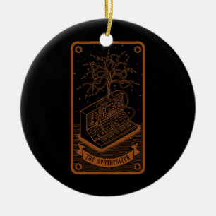 Mens Modular Synthesizer tarot card Funny Synth  Ceramic Tree Decoration