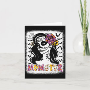 Mens momster funny skull messy bun zombie mum card