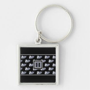 Mens Monogram Initial Duck Key Ring