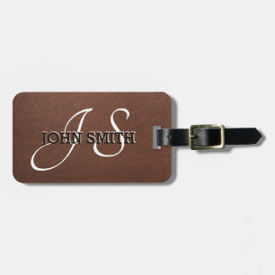 Men's Monogram Leather Texture Look Trendy Luggage Tag
