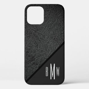 Men's Monogram Modern Black Texture Pattern Print iPhone 12 Case