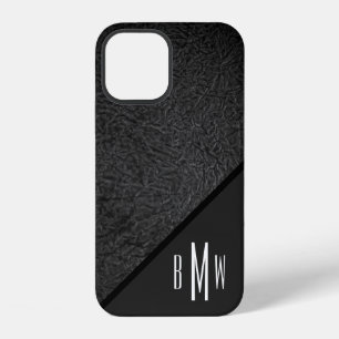 Men's Monogram Modern Black Texture Pattern Print iPhone 12 Case