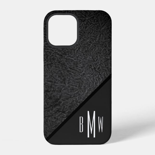 Men's Monogram Modern Black Texture Pattern Print iPhone Case (Back)