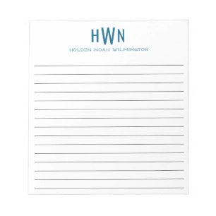Men's Monogram Professional Navy Blue Writing Notepad