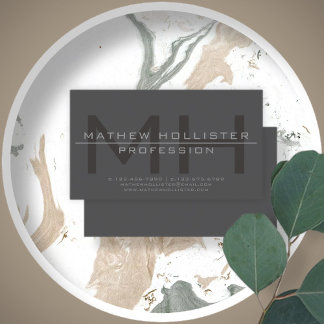 Men's Monogrammed, Grey Business Card