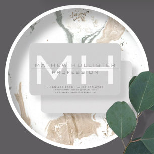 Men's Monogrammed, Grey Business Card