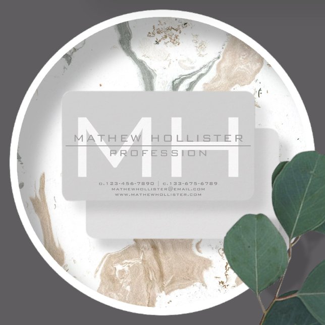 Men's Monogrammed, Grey Business Card (Creator Uploaded)