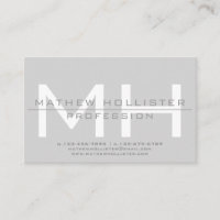 Men's Monogrammed, Grey Business Card Magnet