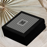 Mens Monogrammed Jewellery Box<br><div class="desc">Looking for a mens jewellery box for that special man?  This great mens jewellery box features a grey pinstripe design with a monogram in the centre.  A great personalised jewellery box for that special man in your life.  Copyright Kathy Henis</div>