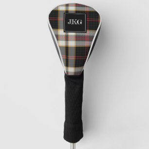 Men's Monogrammed Modern Black Red Plaid Check Golf Head Cover