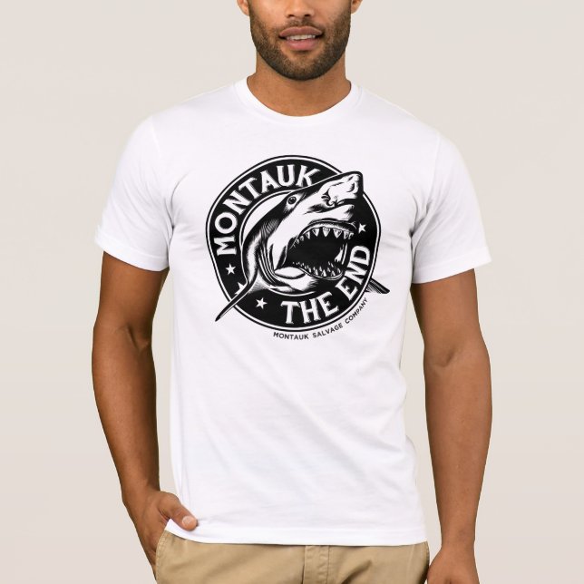 Men's Montauk Salvage Company Shark T-Shirt (Front)