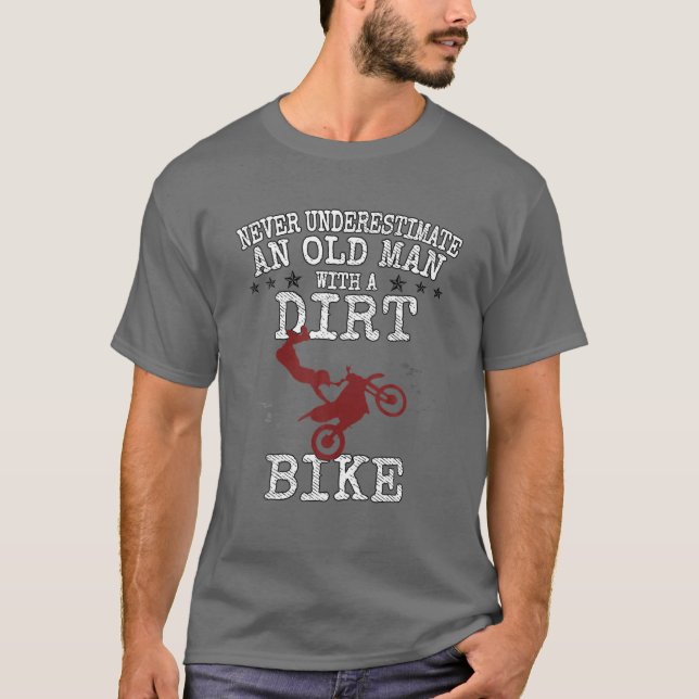 Mens Motocross Never Underestimate An Old Man With T-Shirt (Front)