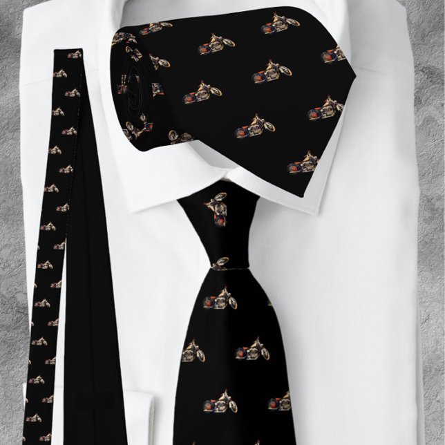 Men's Motorcycle Classic Black |  Neck Tie (Creator Uploaded)