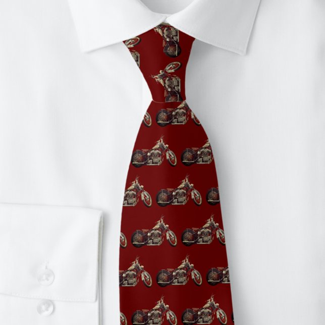 Men's Motorcycle Classic Maroon Wine|  Neck Tie (Creator Uploaded)