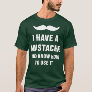 Mens Moustache Schnauzer Moustache Papa Father Bea T-Shirt