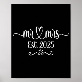 Mens mr and mrs est 2025 married husband &amp; poster