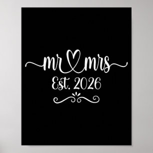 Mens mr and mrs est 2026 married wedding husband poster