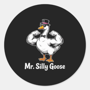 Mens mr silly goose bridge to be wedding party classic round sticker