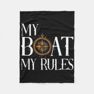Mens My Boat My Rules Ship's Wheel Captain Nautica Fleece Blanket